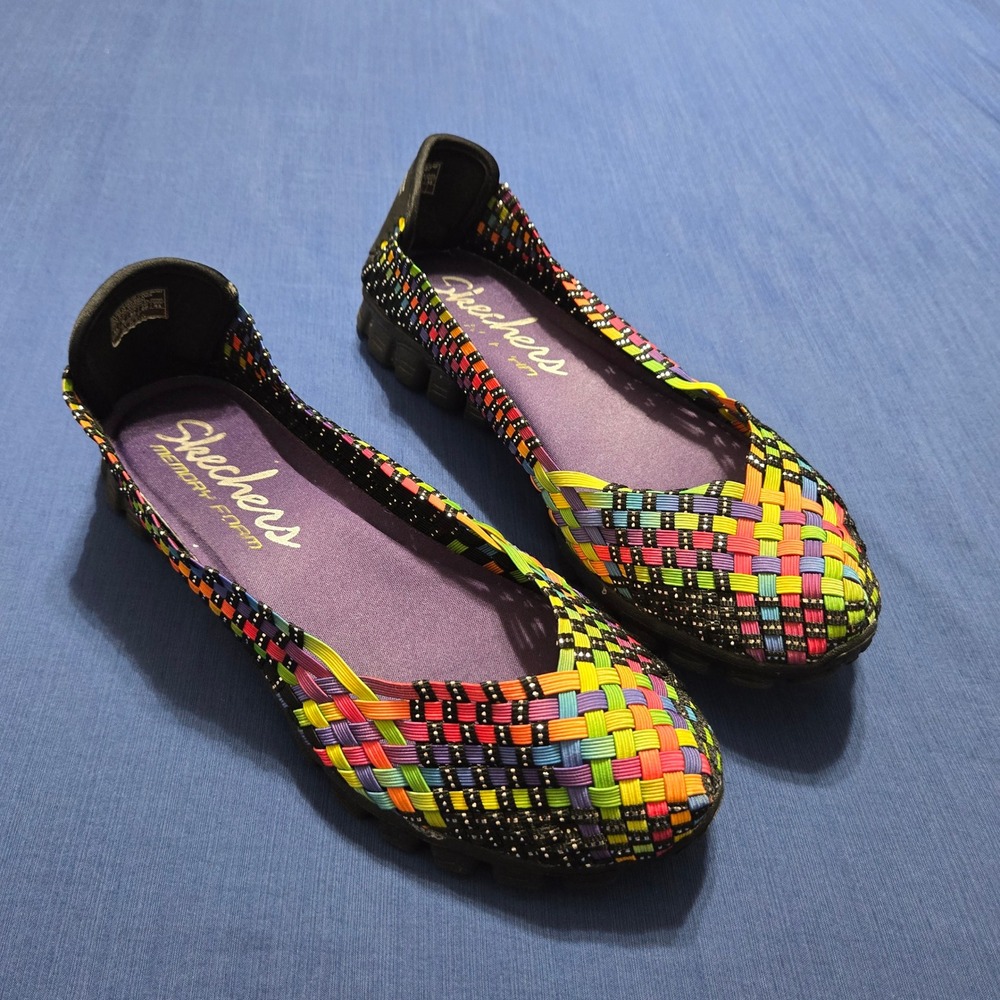 Skechers Woven Ballet Flat Womens 11 Multi Color Excellent Memory Foam 22670